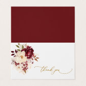 Elegante Bourgondische witte bloemen dank u kaart Visitekaartje (Buitenkant ongevouwen)