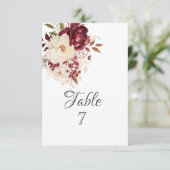 Elegante Bourgondische witte bloemen Kaart (Staand voorkant)