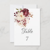 Elegante Bourgondische witte bloemen Kaart (Achterkant)