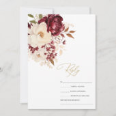 Elegante Bourgondische witte bloemen RSVP Kaart (Voorkant)