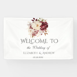 Elegante Bourgondische witte bloemen Spandoek
