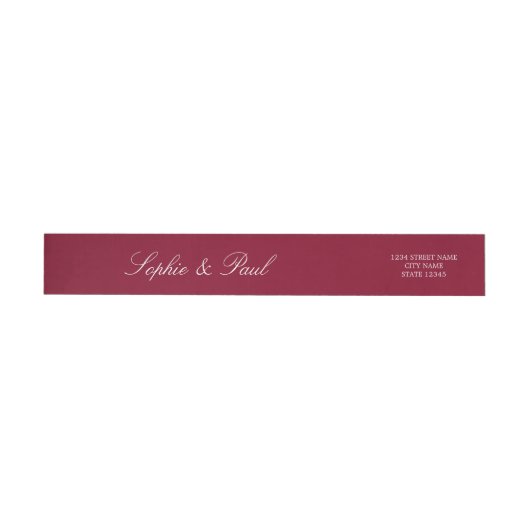 Elegante Bourgondische wraparound retouradreslabel (Individueel)