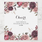 Elegante Bourgondische zomer bloemenbruiloft wijn  Wijn Etiket (Enkel label)