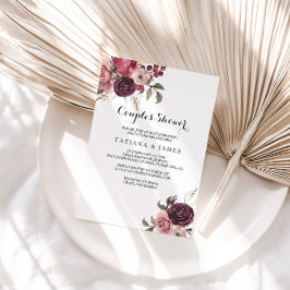 Elegante Bourgondische zomer bloemenkoppels douche Kaart