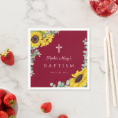 Elegante Bourgondische Zonnebloem doop Servet (Insitu)