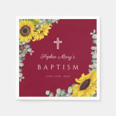 Elegante Bourgondische Zonnebloem doop Servet (Voorkant)