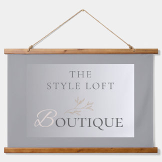 Elegante Boutique Blad Logo voor Moderne Merken Hangend Wandkleed