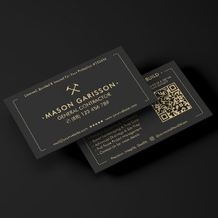 Elegante Bouw Zwart Hoofdaannemer Visitekaartje