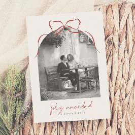 Elegante Bow Arch Foto Feliz Navidad Kerstmis Feestdagenkaart