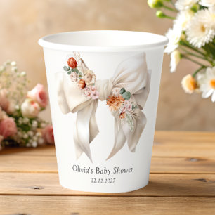 Elegante Bow Baby in Bloom Baby shower Papieren Bekers