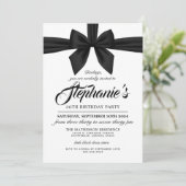 Elegante Bow Black Tiffany Verjaardagsuitnodiging Kaart (Staand voorkant)