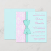 Elegante Bow Blauwgroen Blauw Roze Damask Baby Mei Kaart (Voorkant / Achterkant)