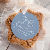 Elegante  Bow Blue Afstuderen Ronde Sticker