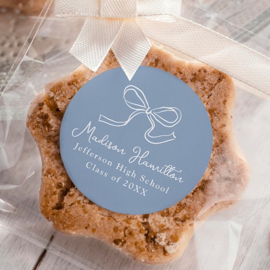 Elegante  Bow Blue Afstuderen Ronde Sticker