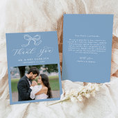 Elegante Bow Blue foto bruiloft Bedankkaart