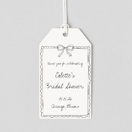Elegante Bow Border Hand getrokken Chic Vrijgezell Cadeaulabel