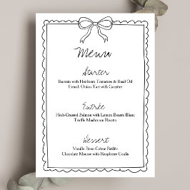 Elegante Bow Border Hand getrokken Chic Vrijgezell Menu