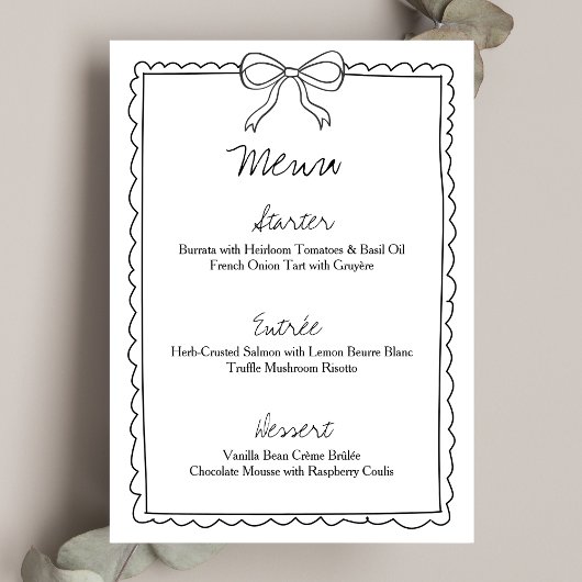 Elegante Bow Border Hand getrokken Chic Vrijgezell Menu