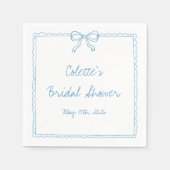 Elegante Bow Border Hand getrokken Chic Vrijgezell Servet (Voorkant)