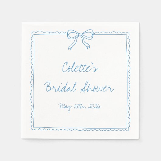 Elegante Bow Border Hand getrokken Chic Vrijgezell Servet (Voorkant)