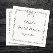 Elegante Bow Border Hand getrokken Chic Vrijgezell Servet