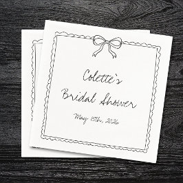 Elegante Bow Border Hand getrokken Chic Vrijgezell Servet