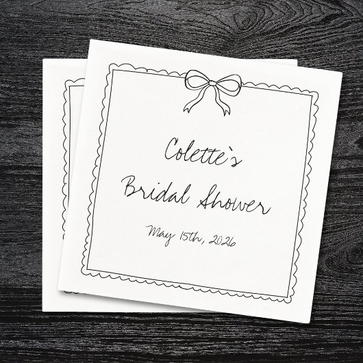 Elegante Bow Border Hand getrokken Chic Vrijgezell Servet