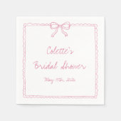 Elegante Bow Border Hand getrokken Chic Vrijgezell Servet (Voorkant)