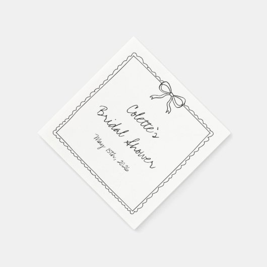 Elegante Bow Border Hand getrokken Chic Vrijgezell Servet (Hoek)