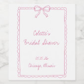 Elegante Bow Border Hand getrokken Chic Vrijgezell Wijn Etiket (Enkel label)