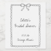 Elegante Bow Border Hand getrokken Chic Vrijgezell Wijn Etiket (Enkel label)