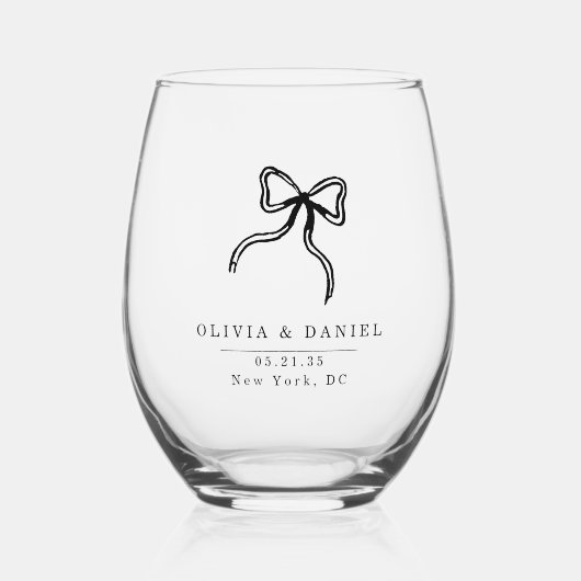 Elegante Bow Bruiloft gunst Glas (Voorkant)