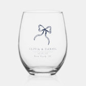 Elegante Bow Bruiloft marineblauw gunst Glas (Voorkant)