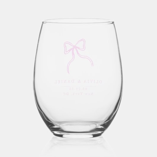 Elegante Bow Bruiloft roze gunst Glas (Achterkant)