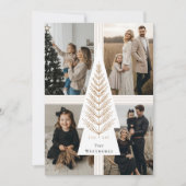 Elegante Bow Cadeau Evergreen Tree Fotocollage Feestdagenkaart (Voorkant)