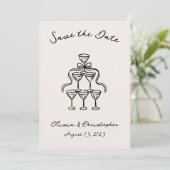 Elegante Bow Champagne Doodle QR Code Save The Date (Staand voorkant)
