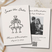 Elegante Bow Champagne Doodle QR Code Save The Date