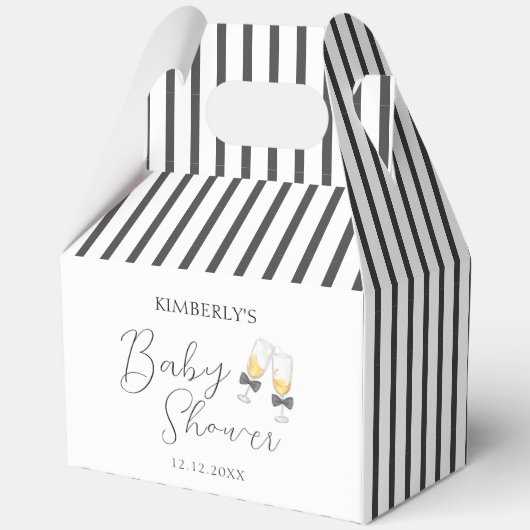 Elegante Bow Champagne Sip & See Baby shower Bedankdoosjes (Voorkant)