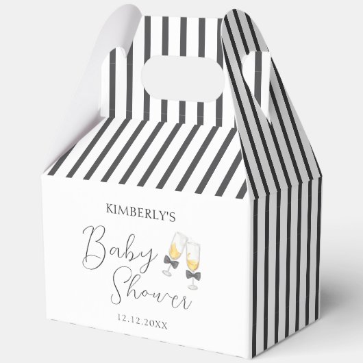 Elegante Bow Champagne Sip & See Baby shower Bedankdoosjes (Achterkant)