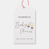 Elegante Bow Champagne Sip & See Baby shower Cadeaulabel (Voorkant)