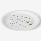 Elegante Bow Champagne Sip & See Baby shower Papieren Bordje (Gekanteld)