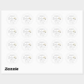 Elegante Bow Champagne Sip & See Baby shower Ronde Sticker (Vel)