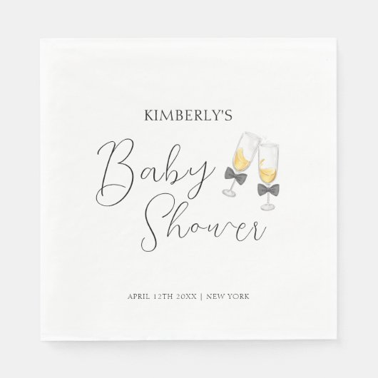 Elegante Bow Champagne Sip & See Baby shower Servet (Voorkant)