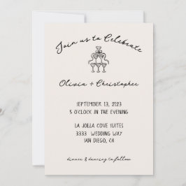 Elegante Bow Champagne Uitnodiging voor het Huwel