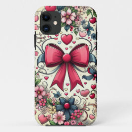 Elegante Bow & Cherries Bloemen Telefoonhoes Case-Mate iPhone Case