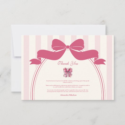 Elegante Bow Coquette Nursing School Afstuderen Bedankkaart (Voorkant)