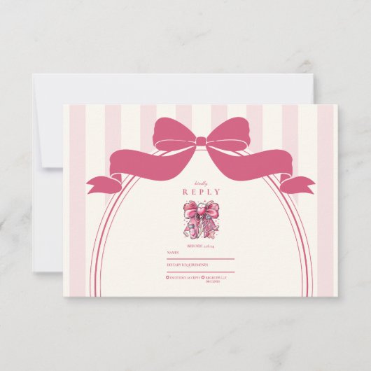 Elegante Bow Coquette Nursing School Afstuderen RSVP Kaartje (Voorkant)
