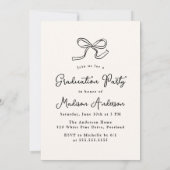 Elegante  Bow Cream Foto Afstudeerfeest Kaart (Achterkant)