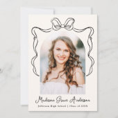 Elegante  Bow Cream Foto Afstuderen Aankondiging (Voorkant)
