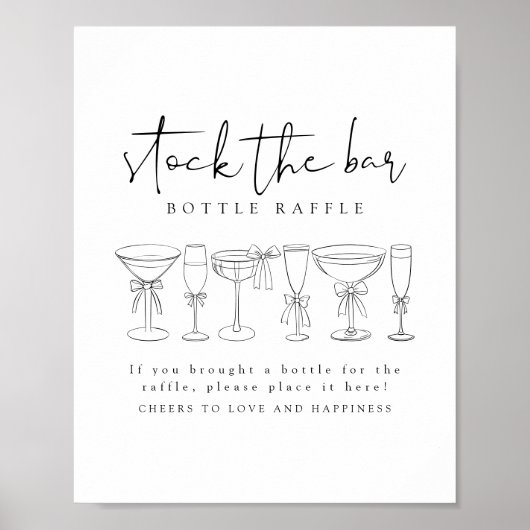 Elegante Bow Drinken Voorraad De Bar Game Raffle S Poster (Voorkant)